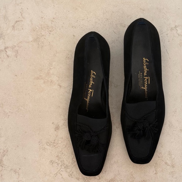 Black Salvatore Ferragamo Block Heels With Tassel Details Women’s Size 4.5 B - Picture 2 of 16